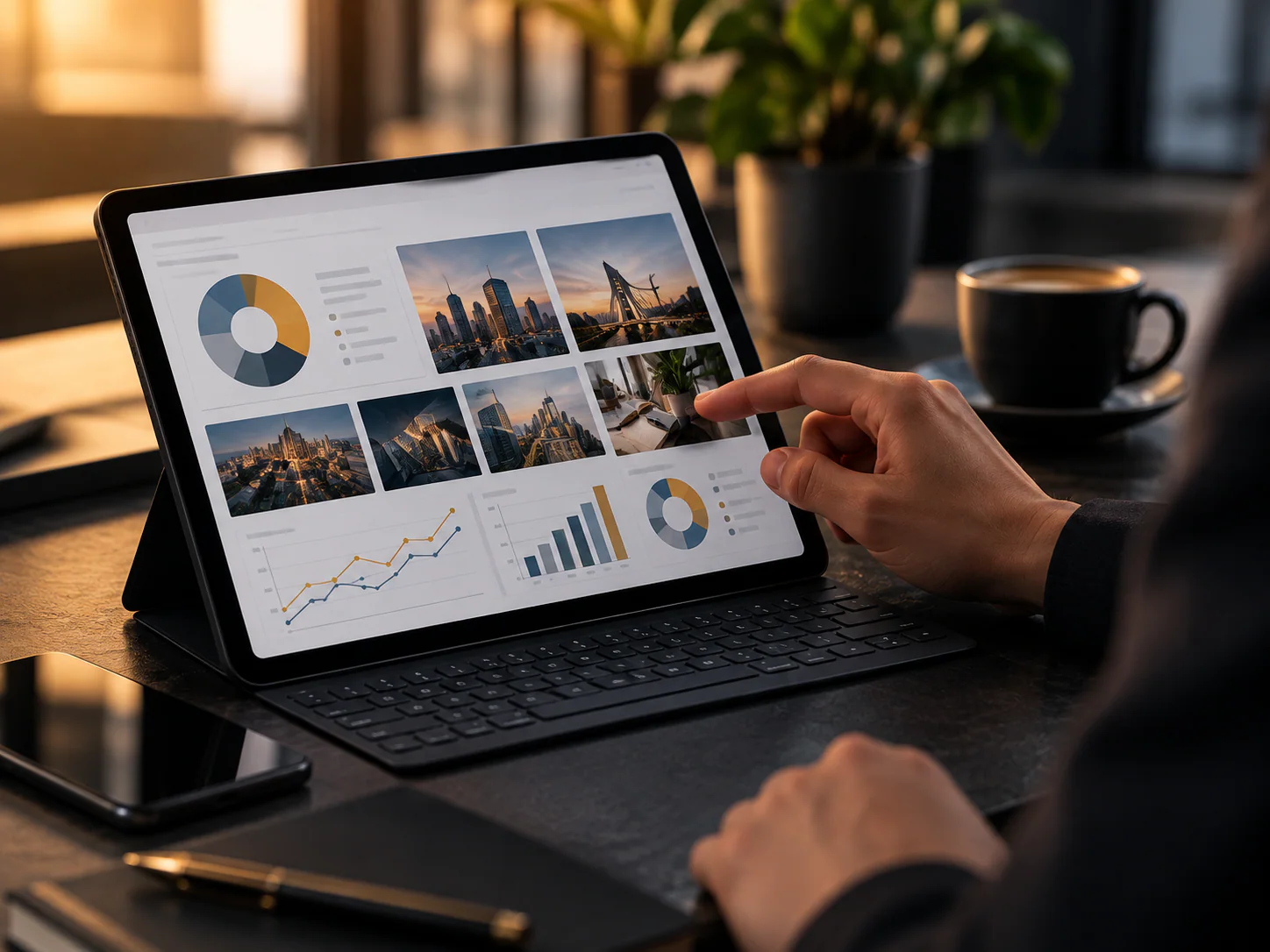 Marketing analytics displayed on a tablet